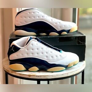 Air Jordan 13 Retro Low Hornets White Navy Sneakers Size 11 310810-107
